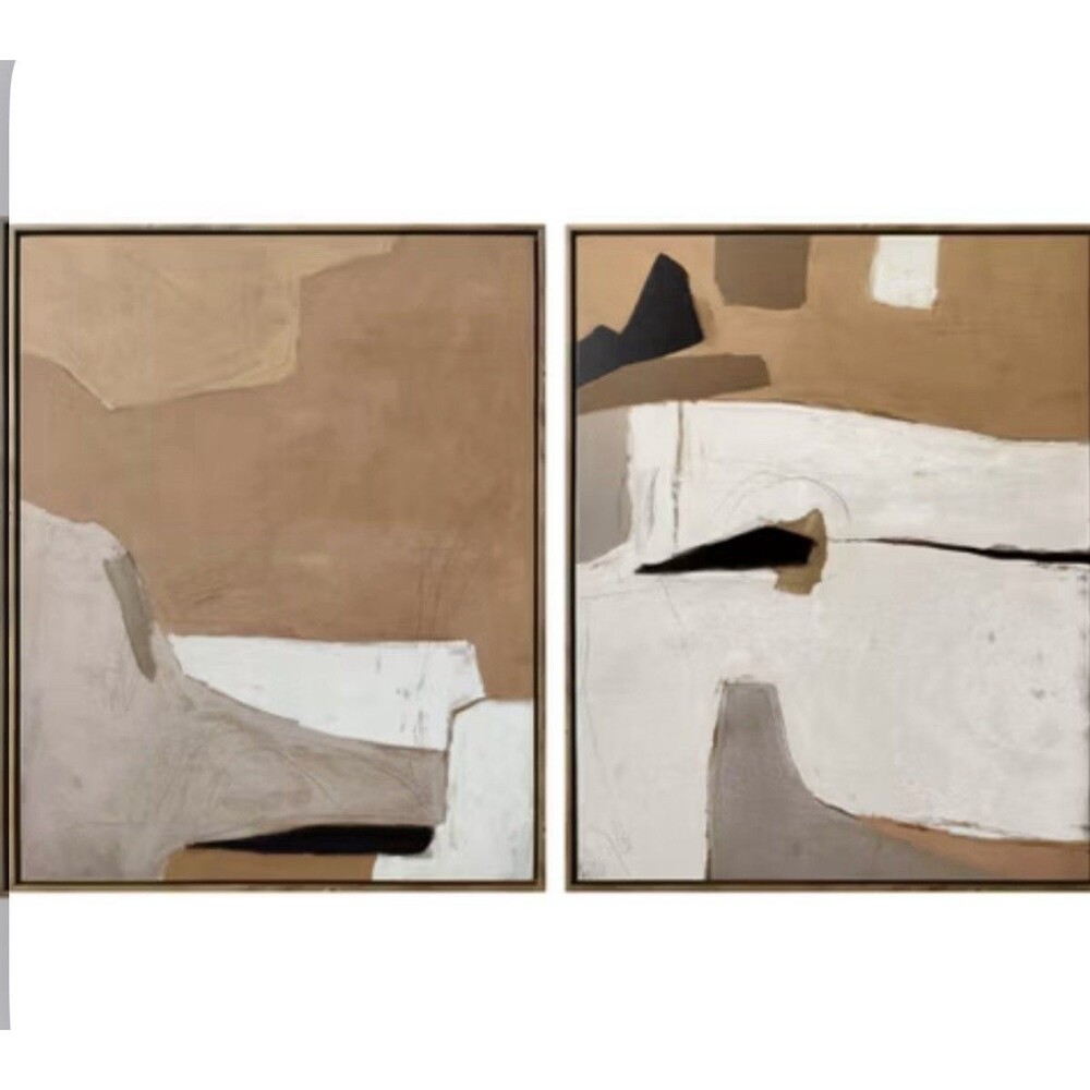Threshold Studio McGee 24x30 Earth Abstract Framed Canvas Wall Art Brown READ